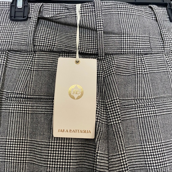 SARA BATTAGLIA Glen Plaid Belted High Waist Pants Trousers Gray Size 6 S 42 - Picture 11 of 12